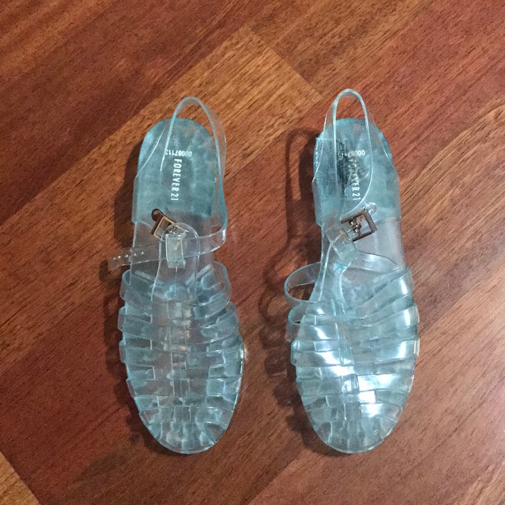 Blue plastic shoes